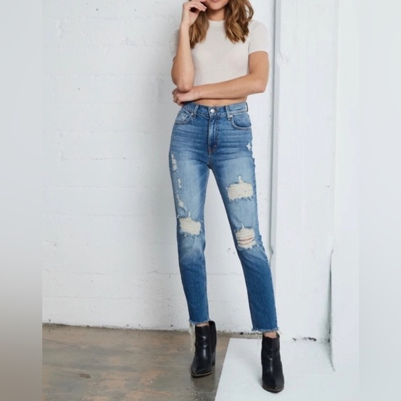 Revice Uptown Roadtrip Distressed Straight Ankle Jeans - Picture 1 of 7